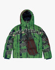 "THREADED THOUGHTS" CLASSIC GREEN TAPESTRY PUFFER JACKET