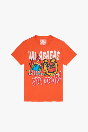 "LUCKY VIBES" VINTAGE FLAME ORANGE TEE