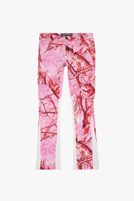 "COMMANDER" ORCHID CAMO STACKED FLARE JEAN