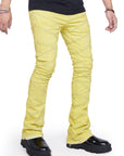 “CASSIUS” YELLOW STACKED FLARE JEAN
