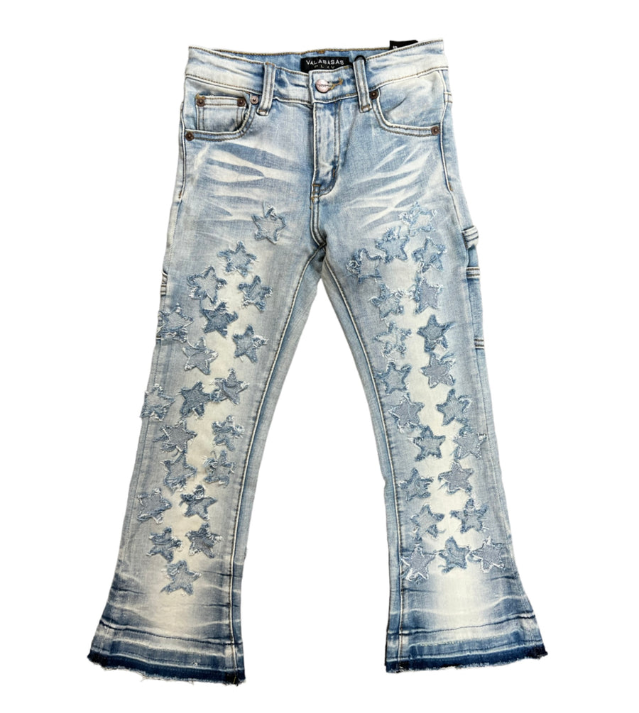 "V-STAR" KIDS STACKED FLARE "LT. BLUE WASHED"