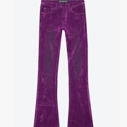 "LUXE" PURPLE SUEDE STACKED FLARE JEAN
