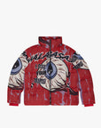"IQ" RED TAPESTRY PUFFER JACKET