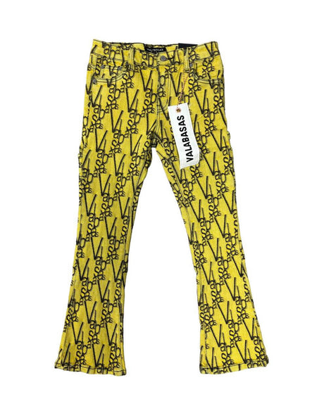 "V-SCRAWL” BLACK YELLOW KIDS STACKED FLARE