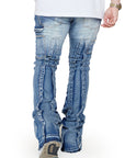 “PURPOSE" VINTAGE BLUE WASH STACKED FLARE JEAN