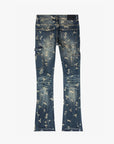 KIDS "V-SCRABBLE" DARK BLUE STACKED JEAN