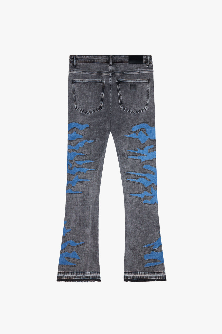 "ABYSS" BLUE X GREY STACKED FLARE DENIM