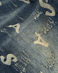 KIDS "V-SCRABBLE" DARK BLUE STACKED JEAN