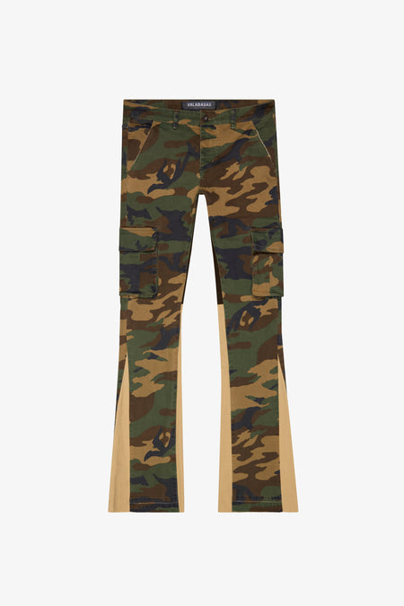 "COMMANDER" FOLIAGE GREEN STACKED FLARE JEAN