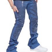 "HOSSAM" DIRTY CYAN STACKED FLARE JEAN