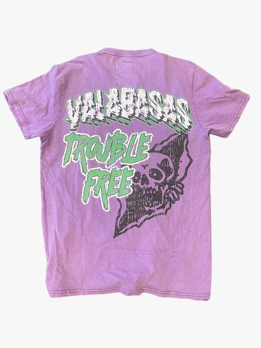 "'TROUBLE FREE" VINTAGE PURPLE TEE