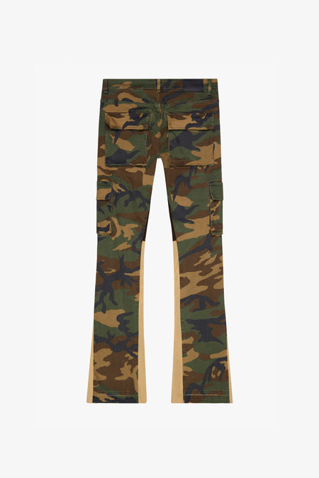 "COMMANDER" FOLIAGE GREEN STACKED FLARE JEAN