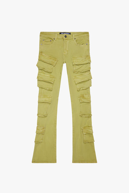 "PINNACLE” YELLOW STACKED FLARE JEAN