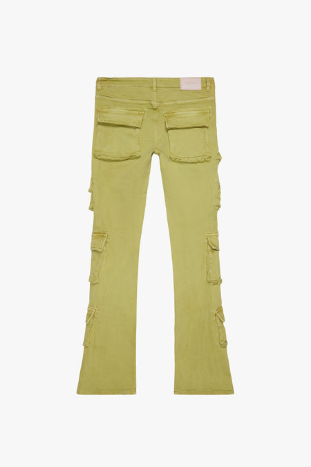 "PINNACLE” YELLOW STACKED FLARE JEAN