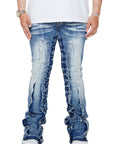 “PURPOSE" VINTAGE BLUE WASH STACKED FLARE JEAN