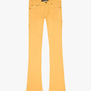 "MR. EXTENDO" LT ORANGE STACKED FLARE JEAN