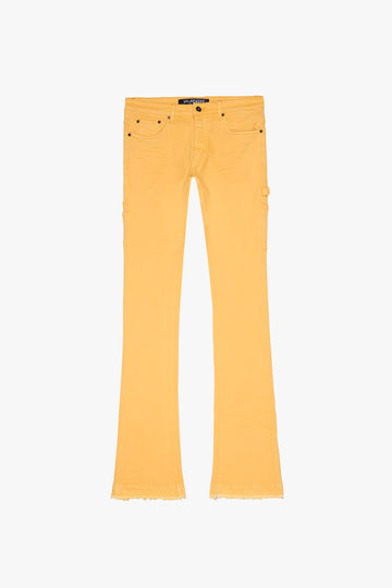 "MR. EXTENDO" LT ORANGE STACKED FLARE JEAN