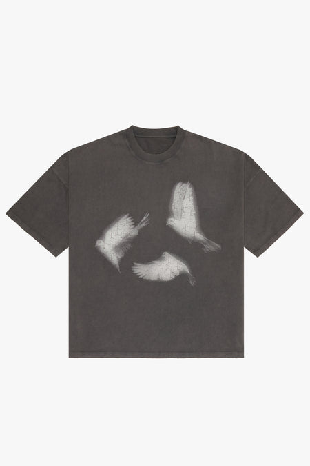 "REBEL DOVES" VINTAGE BLACK TEE