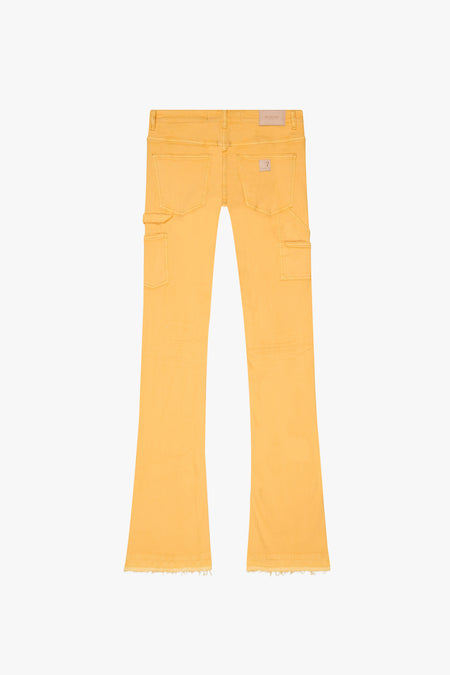 "MR. EXTENDO" LT ORANGE STACKED FLARE JEAN