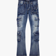 "EXPANSE" BLUE WASH STACKED FLARE JEAN