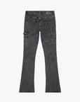 "COVERT" LT GREY STACKED FLARE JEANS