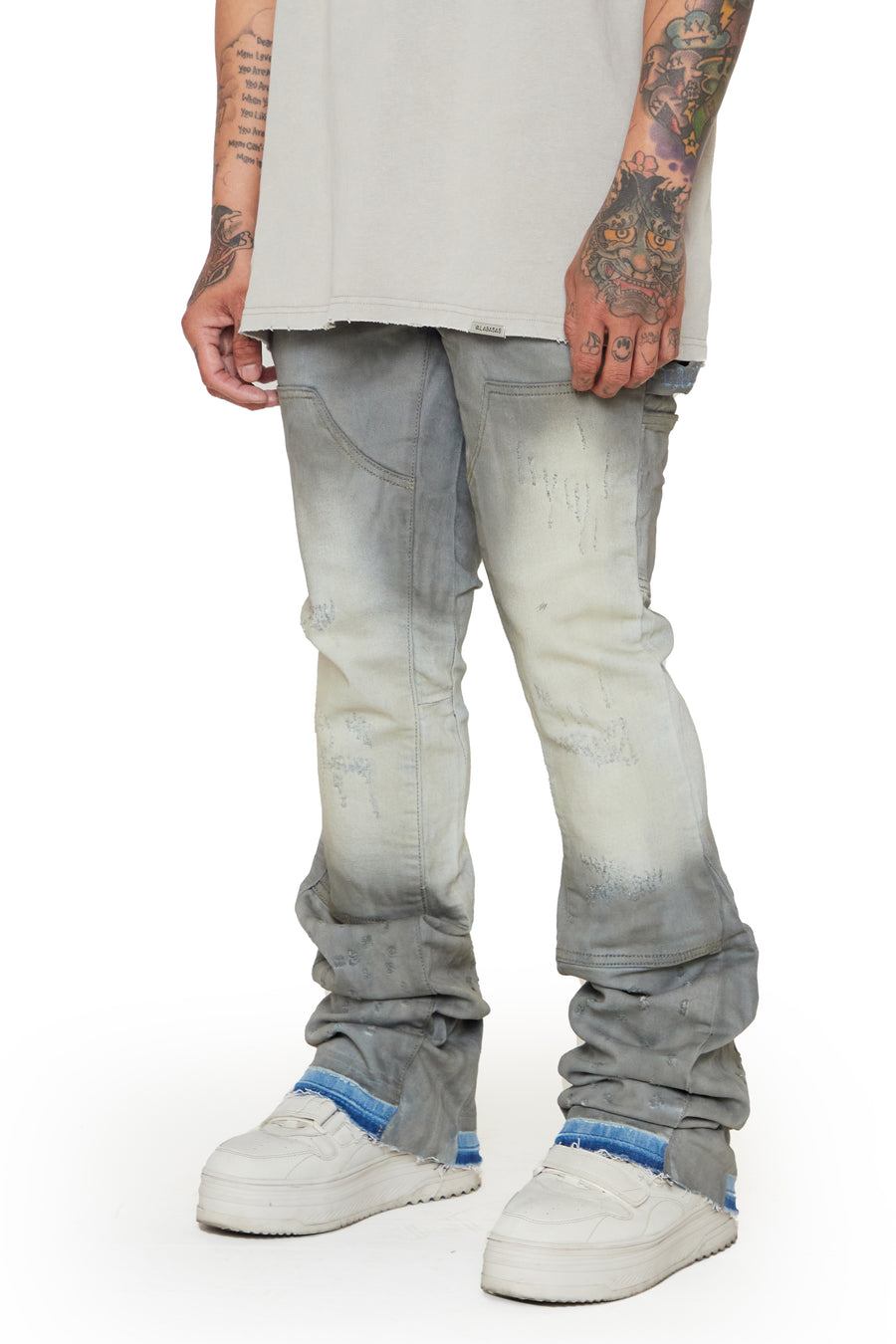 "SCARS" DIRTY BLUE STACKED FLARE JEAN