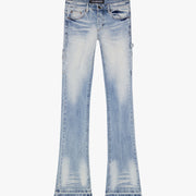 "MR. EXTENDO" LIGHT WASH STACKED FLARE JEAN