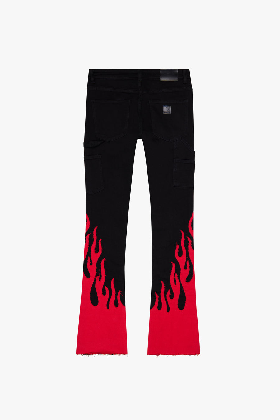 "FLARE FLAME" BLACK RED STACKED FLARE JEAN