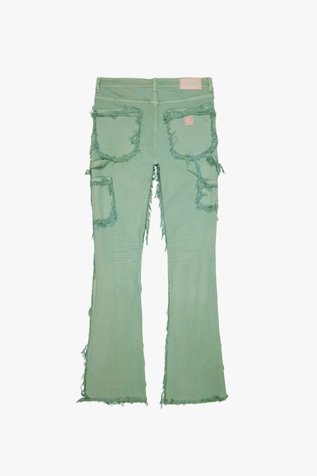 "SKYLINE" LIME BLUE STACKED FLARE JEAN