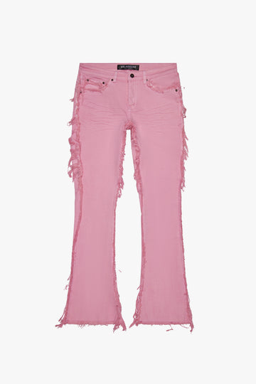 "SKYLINE" PINK STACKED FLARE JEAN