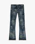 "LOOMIS " DARK BLUE WASH FLARED STACKED JEAN