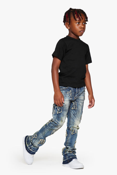 "LOOMIS" KIDS STACKED FLARE "BLUE WASH"