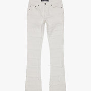 "PHOENIX" WHITE STACKED FLARE JEAN