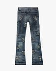 "LOOMIS " DARK BLUE WASH FLARED STACKED JEAN