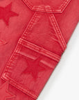 "V-STARS” RED WASH STACKED FLARE JEAN