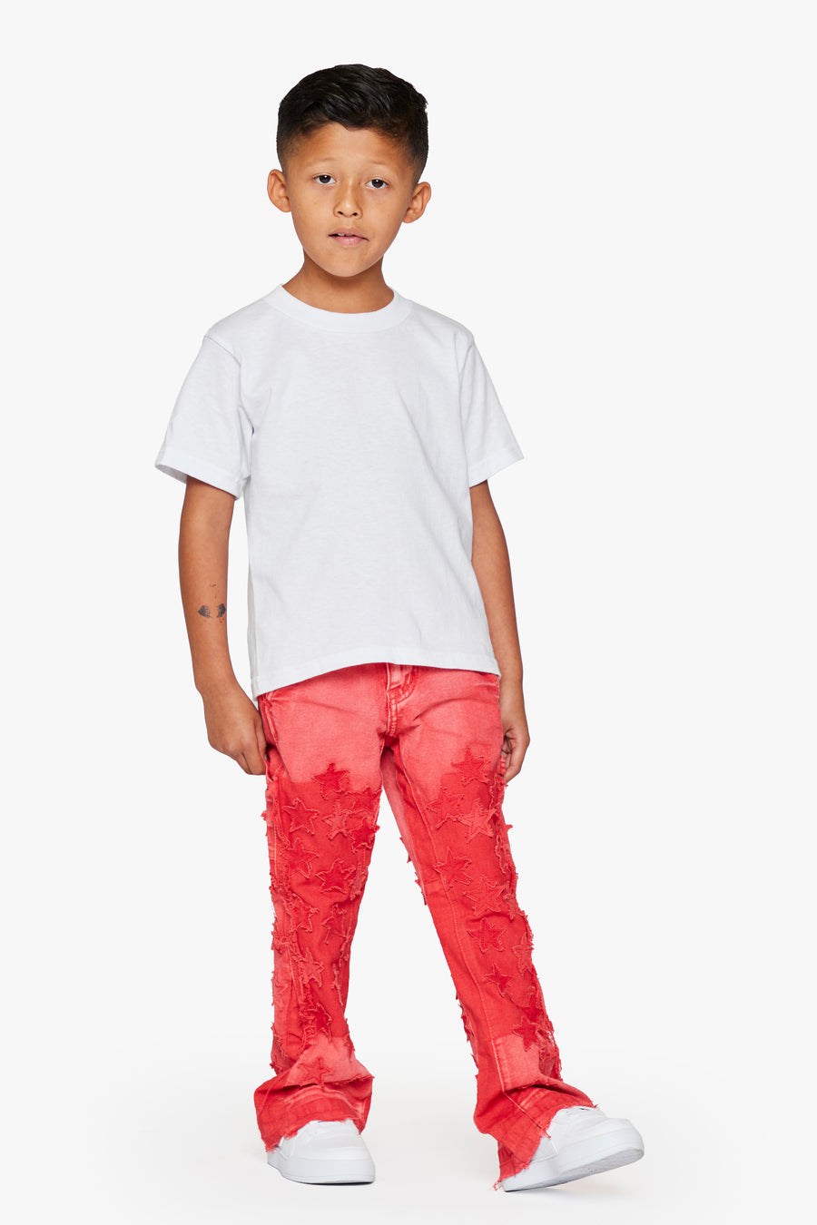 KIDS "V-STARS"  RED WASH STACKED