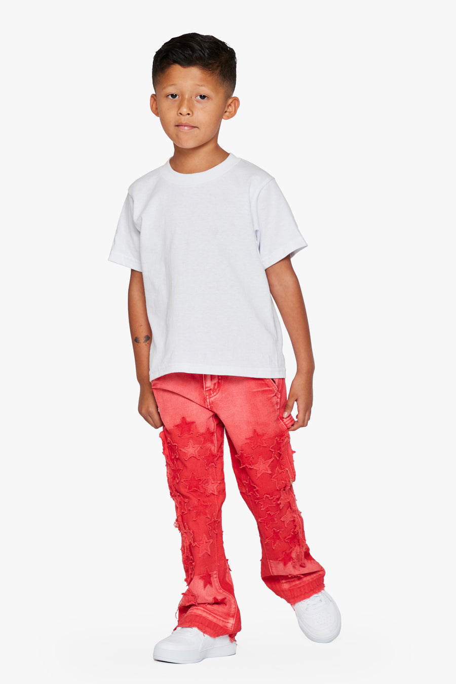 KIDS "V-STARS"  RED WASH STACKED