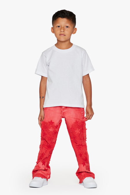 KIDS "V-STARS"  RED WASH STACKED