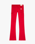 "MR. EXTENDO" RED STACKED FLARE JEAN