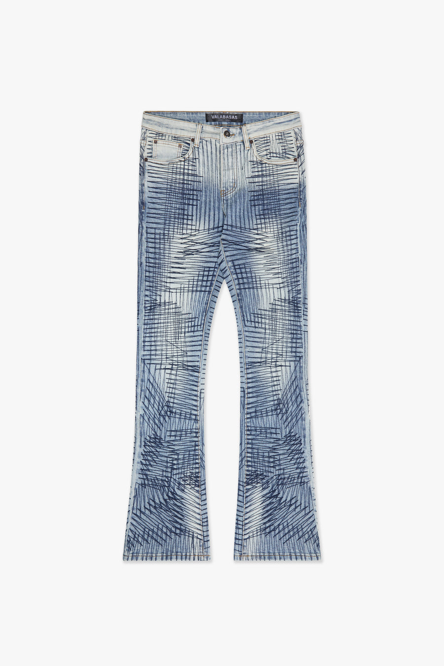 "MR. EMBROIDERY" ARTIC MIDNIGHT STACKED FLARE JEAN