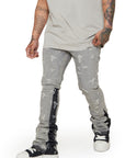 “CHARACTER" GRAY-BLACK STACKED FLARE JEAN