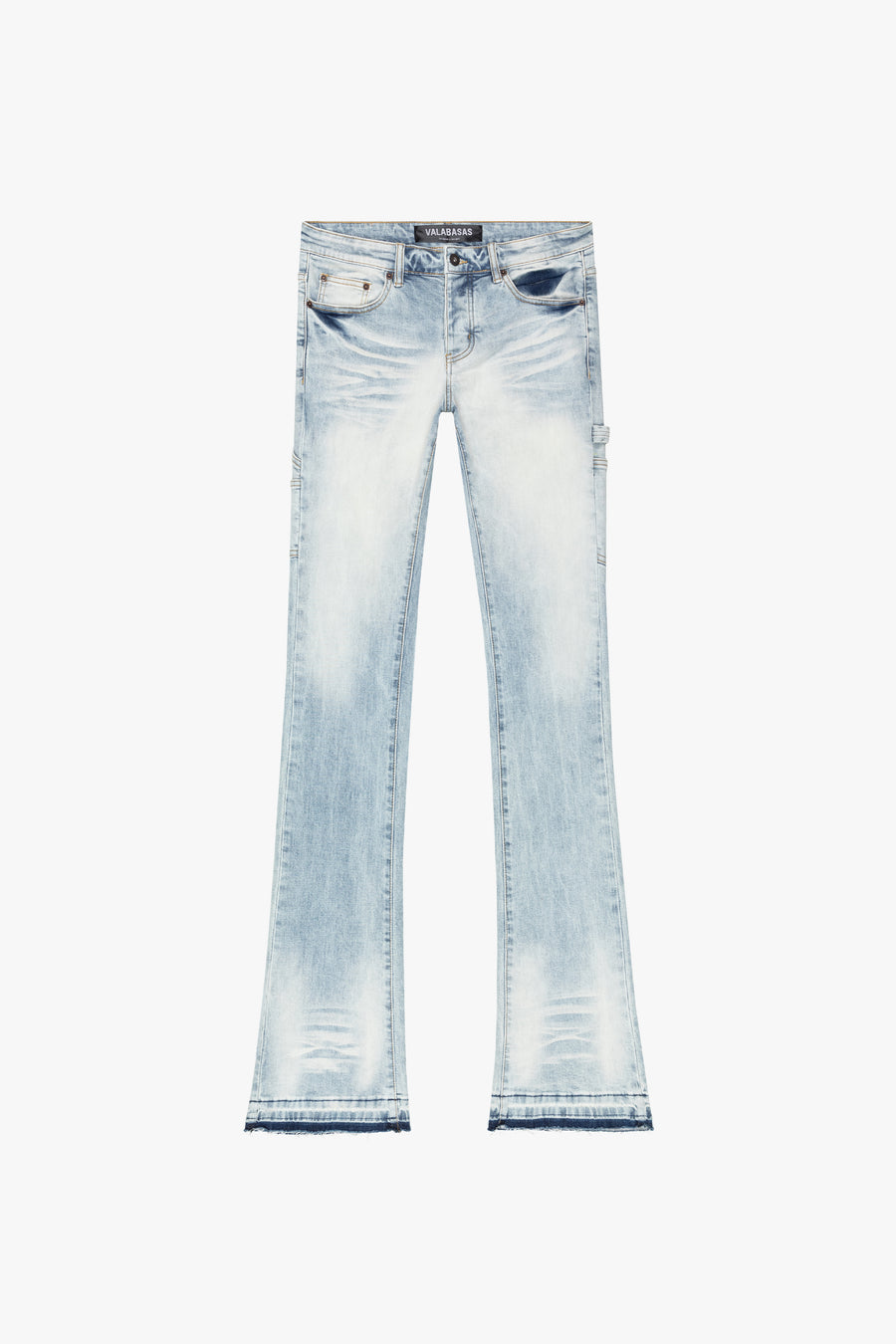"MR. EXTENDO" LIGHT BLUE WASH STACKED FLARE JEAN