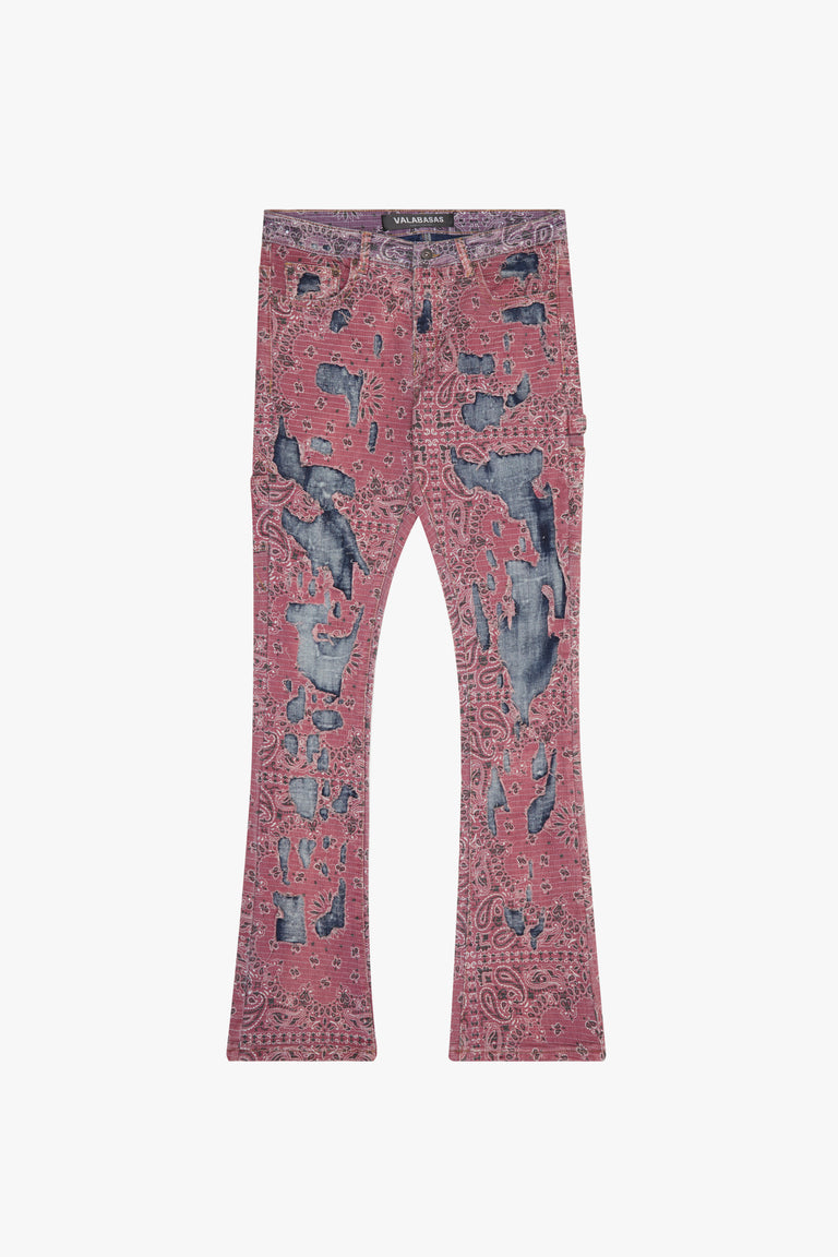 "BANDIT" FUCHSIA AZURE STACKED FLARE JEAN