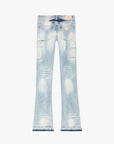 "MR. EXTENDO" LIGHT BLUE WASH STACKED FLARE JEAN