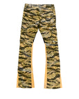 "COMMANDER " BLACK YELLOW CAMO STACKED FLARE JEAN