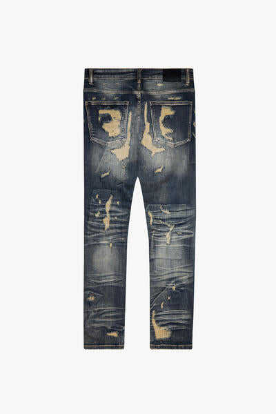 "TEARAWAY" DARK BLUE WASH SKINNY JEAN