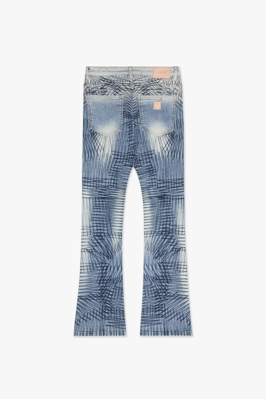 "MR. EMBROIDERY" ARTIC MIDNIGHT STACKED FLARE JEAN