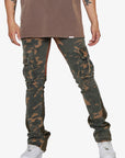 "COURAGE" OLIVE CAMO STACKED FLARE JEAN