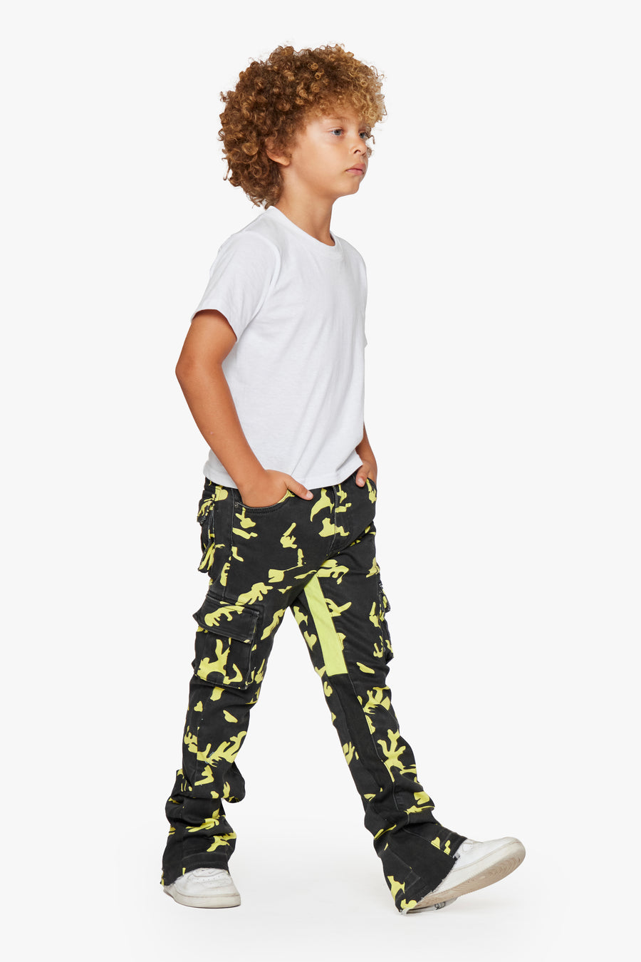 KIDS "COMMANDER" DENIM STACKED NEON SHADOW JEANS