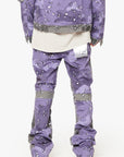 "DUAL SOLDIER" PLUM PURPLE STACKED FLARE JEANS